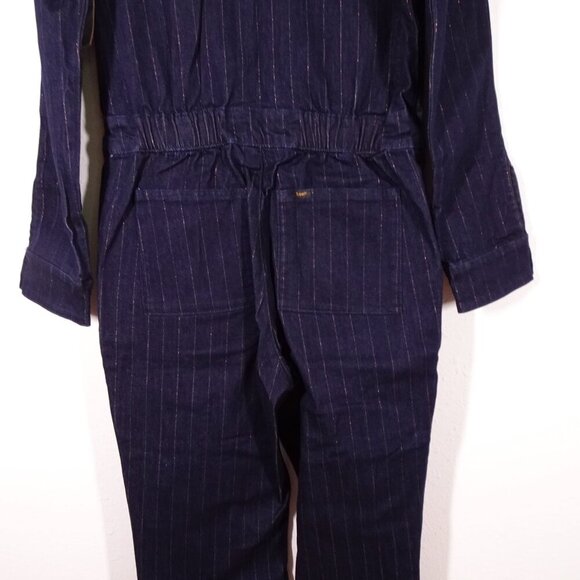 Lee Union-Alls Coverall Jumpsuit Women's Size XS Blue Metallic Pinstripe - Picture 8 of 12